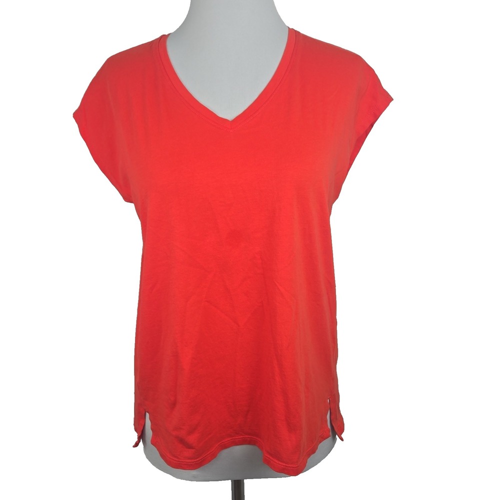 Eileen Fisher Size XS‎ Orange Organic Cotton V-neck Sleeveless T-shirt Top AS IS